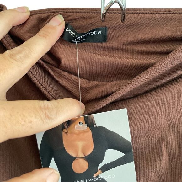 NWT Naked Wardrobe Snatched Mini Skirt In Chocolate Small - Picture 5 of 6